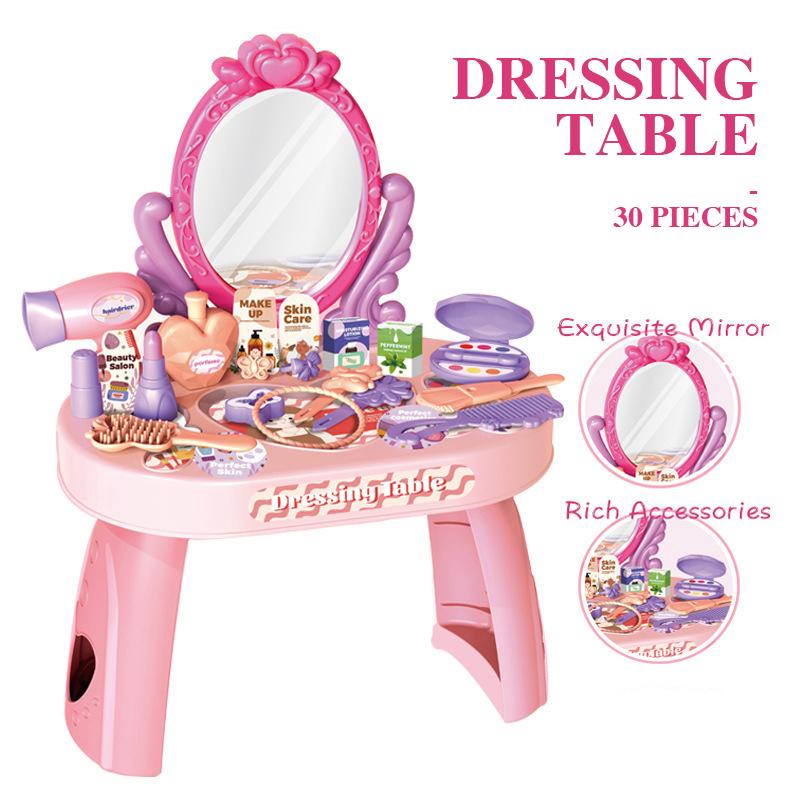 Non-Toxic 30Pcs Kids Dressing Table Toy Children Simulation Home Makeup And Makeup Jewelry Box Pretend Play Toys For Children Birthday Gift