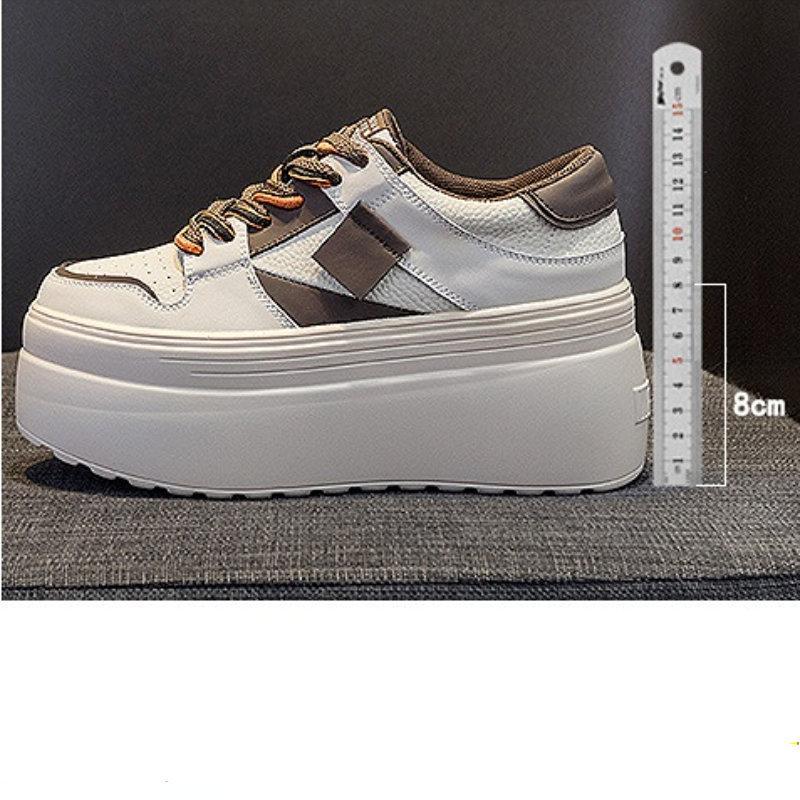 Fujin 8 см повседневная обувь на танкетке со скрытым каблуком из натуральной кожи, массивные кроссовки для женщин, вулканизированные для женщин, весна-осень, разноцветные