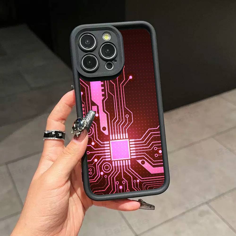 Чехол для телефона с рисунком печатной платы Для IPhone 17 16 15 13 11 12 14 Pro Max Plus Силиконовая Защитная Крышка