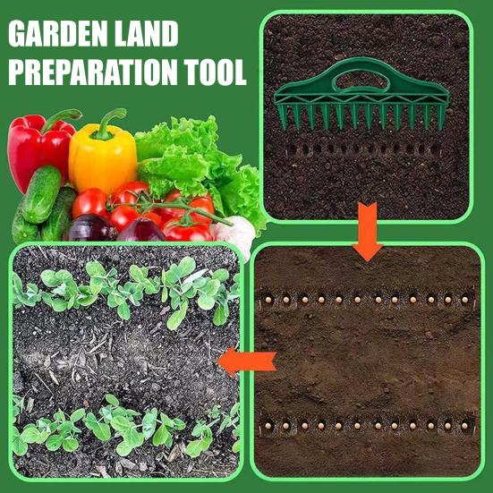 Manual Hole Punch 12-Hole Row Seeder Tool with Ergonomic Handle for Precision Sowing & Soil Digging, Garden Wasteland Reclamation Plow Spacer