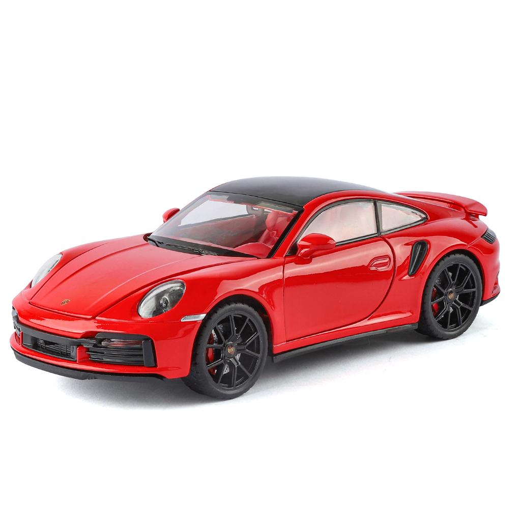 pdbn6 1/24 Porsche 911 Turbo S Diecast Alloy Metal Toy Car Miniature Model Pull Back Sound & Light Doors Openable Collection Gift Boy