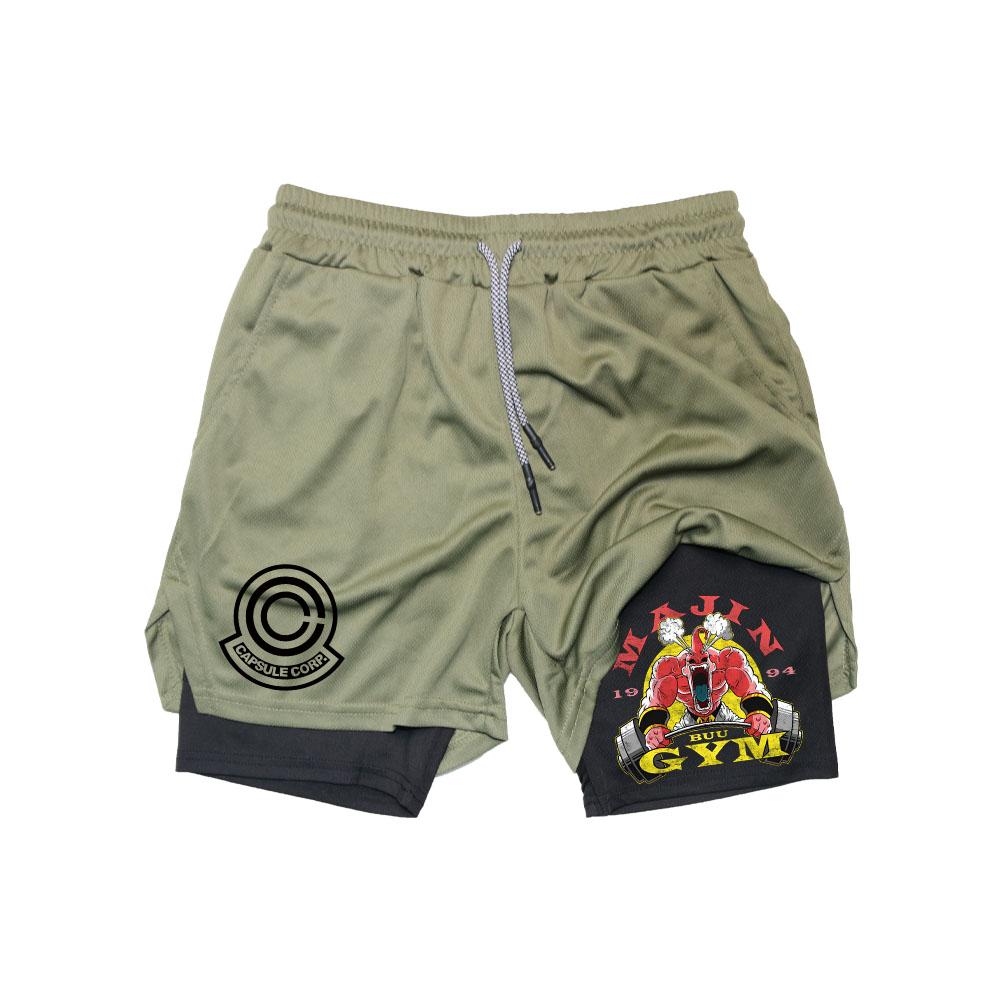 Аниме спортивные шорты для мужчин и женщин фитнес манга принт 2 в 1 спортивные шорты для тренировок быстросохнущие сетчатые шорты