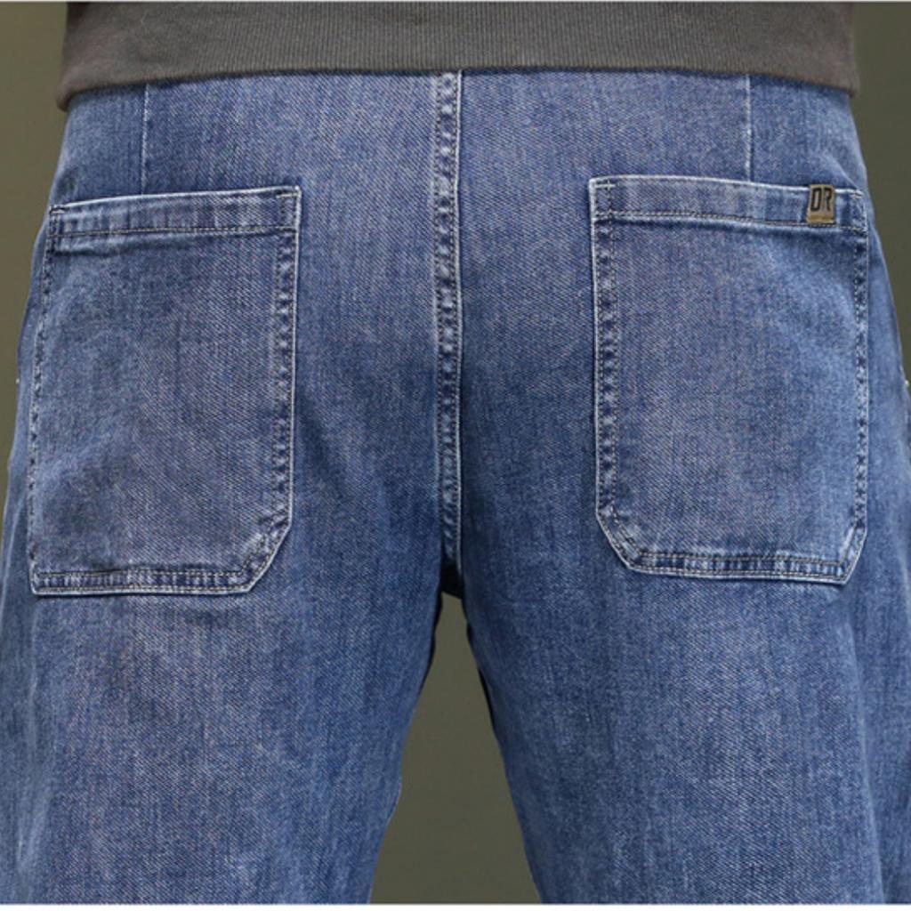 Высокоэластичные джинсы большого размера, мужские свободные прямые брюки больших размеров, новые модные джинсы