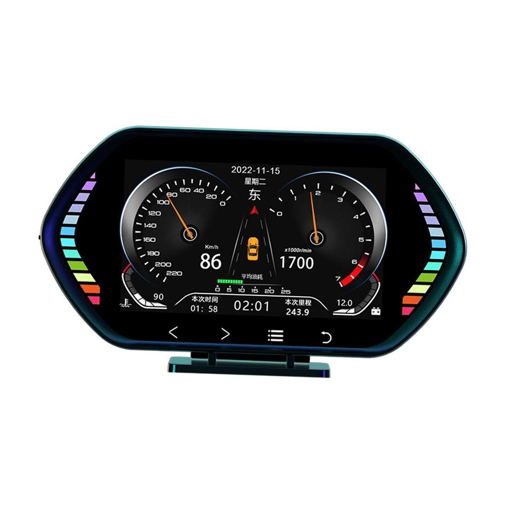 Дисплей датчика OBD2, автомобильный HUD-дисплей, разделение на 360 градусов