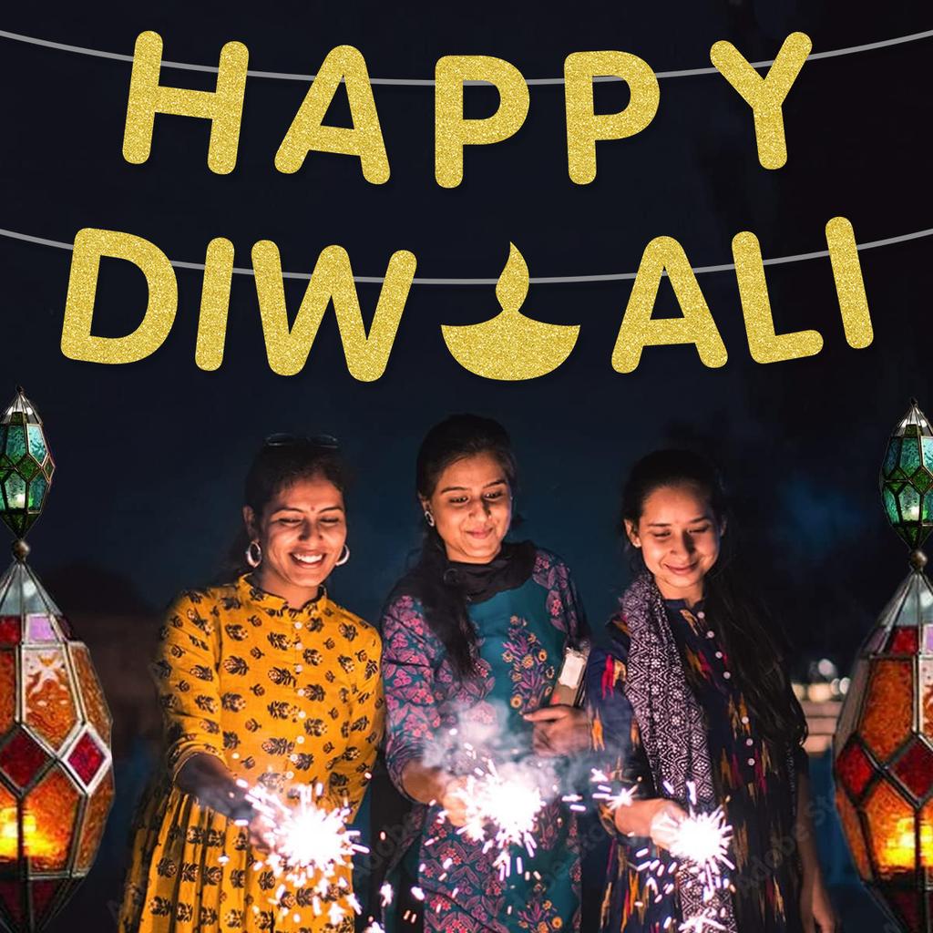 Индийская вечеринка Дивали Украшение для вечеринки Баннер Счастливый Дивали Алфавитный флаг