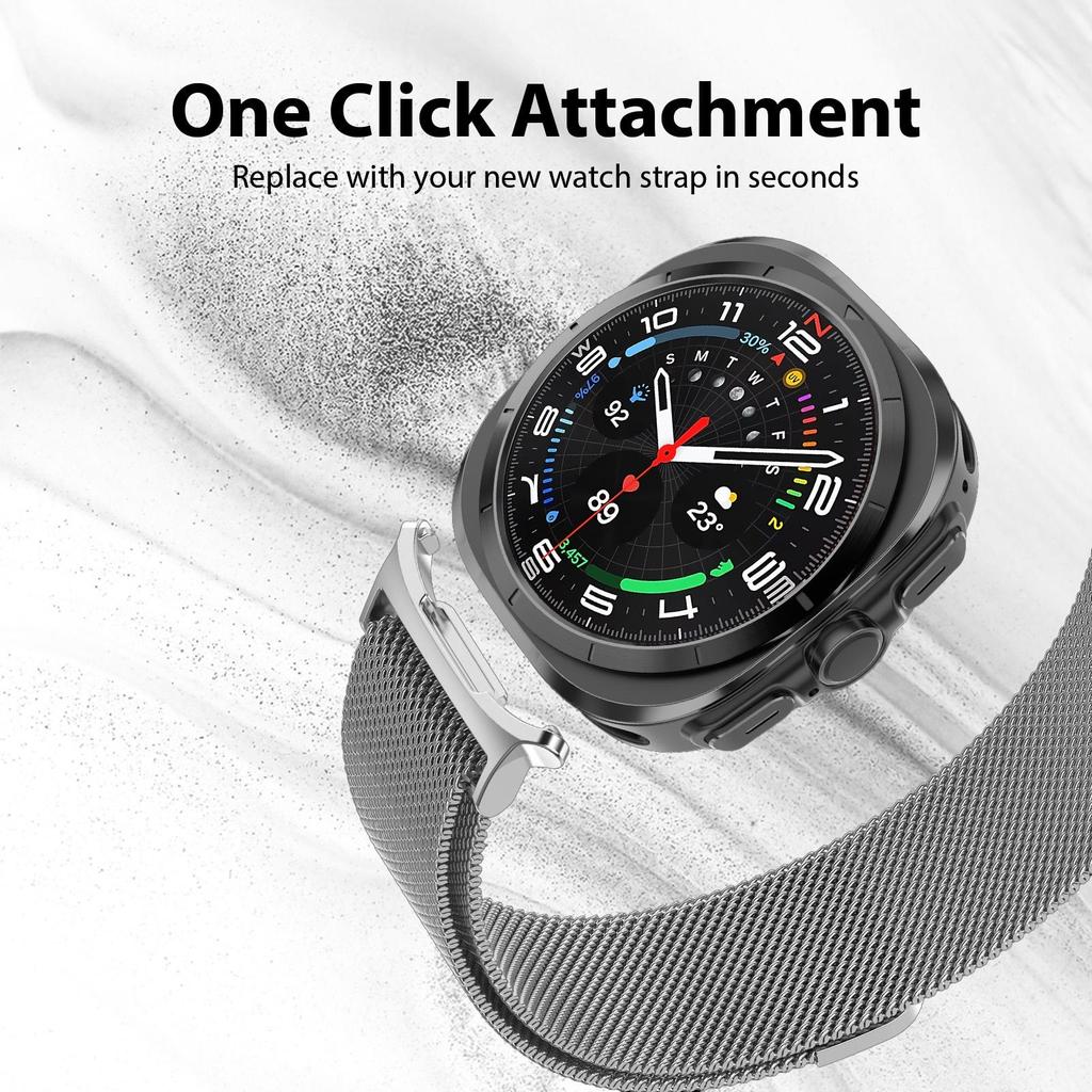 One Click Metal Band for Samsung Galaxy Watch Ultra 47mm Stainless Steel No Gaps Magnetic Bracelet Belt for Galaxy Watch 7 Ultra Replacement Strap
