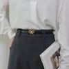 Metal Butterflies Buckle Belt Imitation Leather Women Belt Versatile Solid Color Waist Belt Dress Shirt Tops Waistband