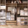 Wardrobe Storage Box Drawer Style Stackable Container with Lid Organizing Save Space Bedside Simple Clothes Organizer for Closet