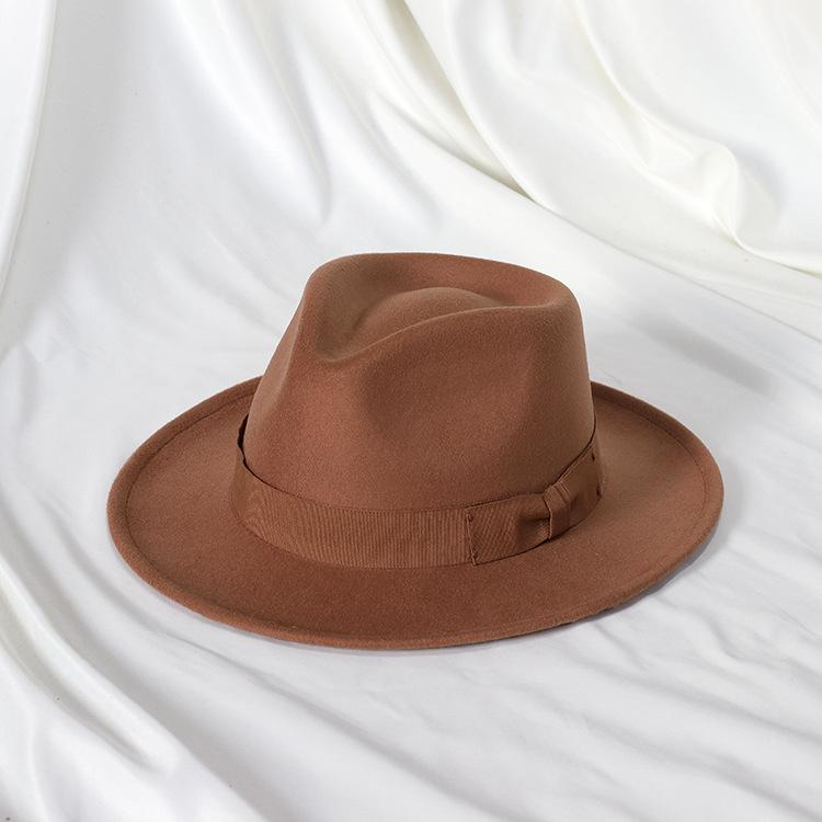New Fedoras Hats Men'S Vintage Black Felt Wide Brim Jazz Hats Man For Men Women Fedora Gentleman Caps Jackson Hat