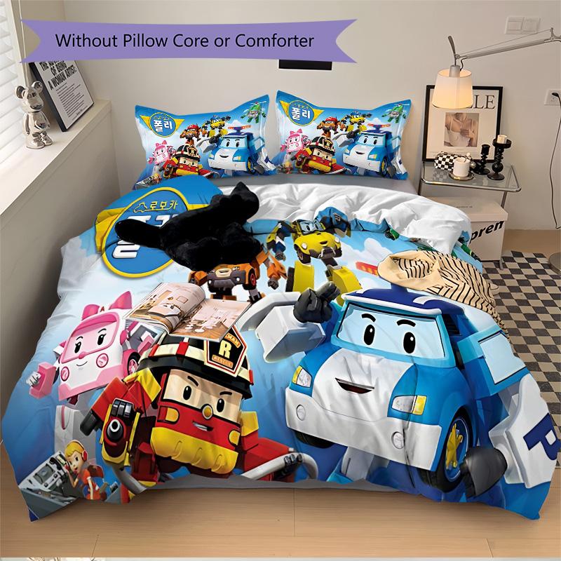 Robots City Adventure Print 3Pcs Bedding Setduvet Cover With 2 Bedropillowcase Home Birthday Gift