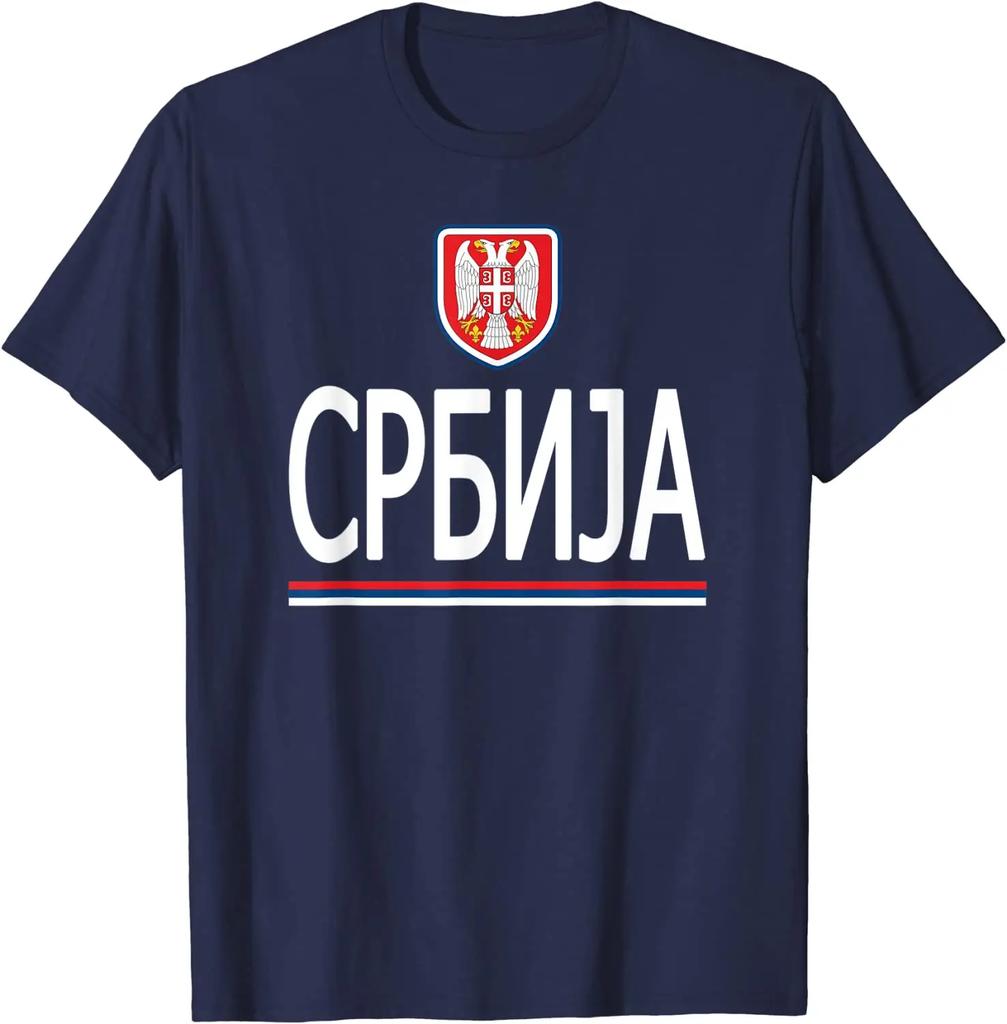 Сербия Футболка Сербский Флаг Srbija Сувенир Любовь Унисекс Футболка Короткий Рукав Повседневная 100% Хлопок Круглый Вырез Летняя Рубашка