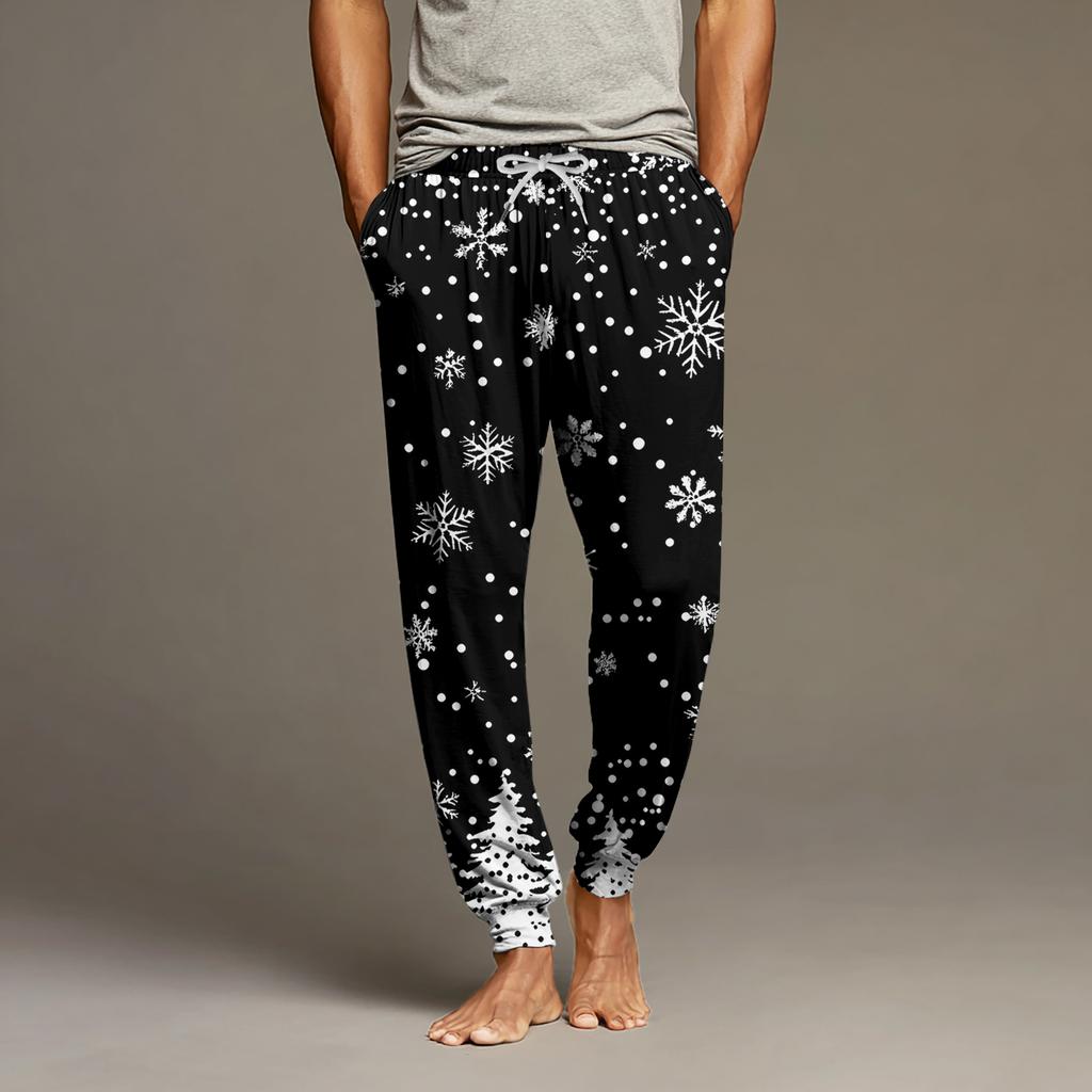 Мужские повседневные брюки с карманами на кулиске и манжетами, домашние брюки для сна