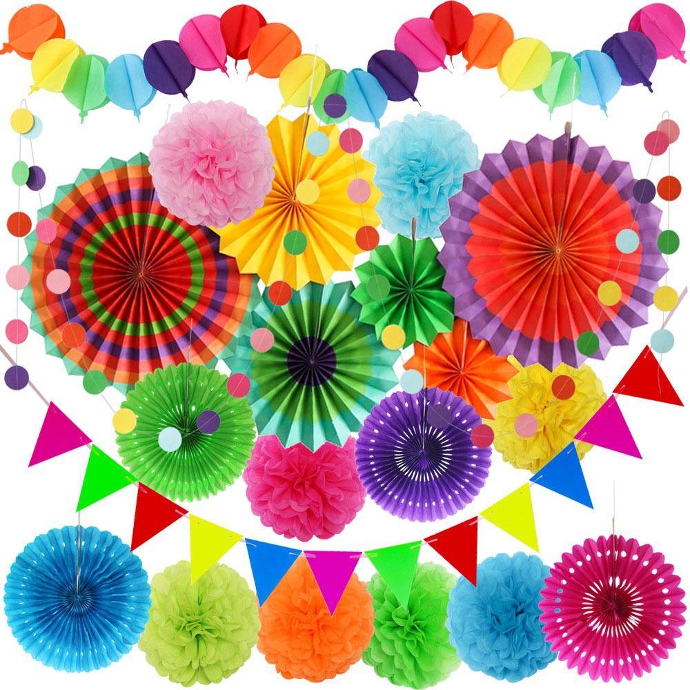 Party Decor Birthday Decor Supplies Tissue Paper Flower Paper Crafts Wedding Fans Paper Fan Flowers