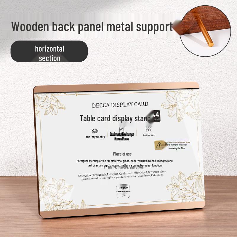 Acrylic A4 Table Card Display Stand for Menus & Ads