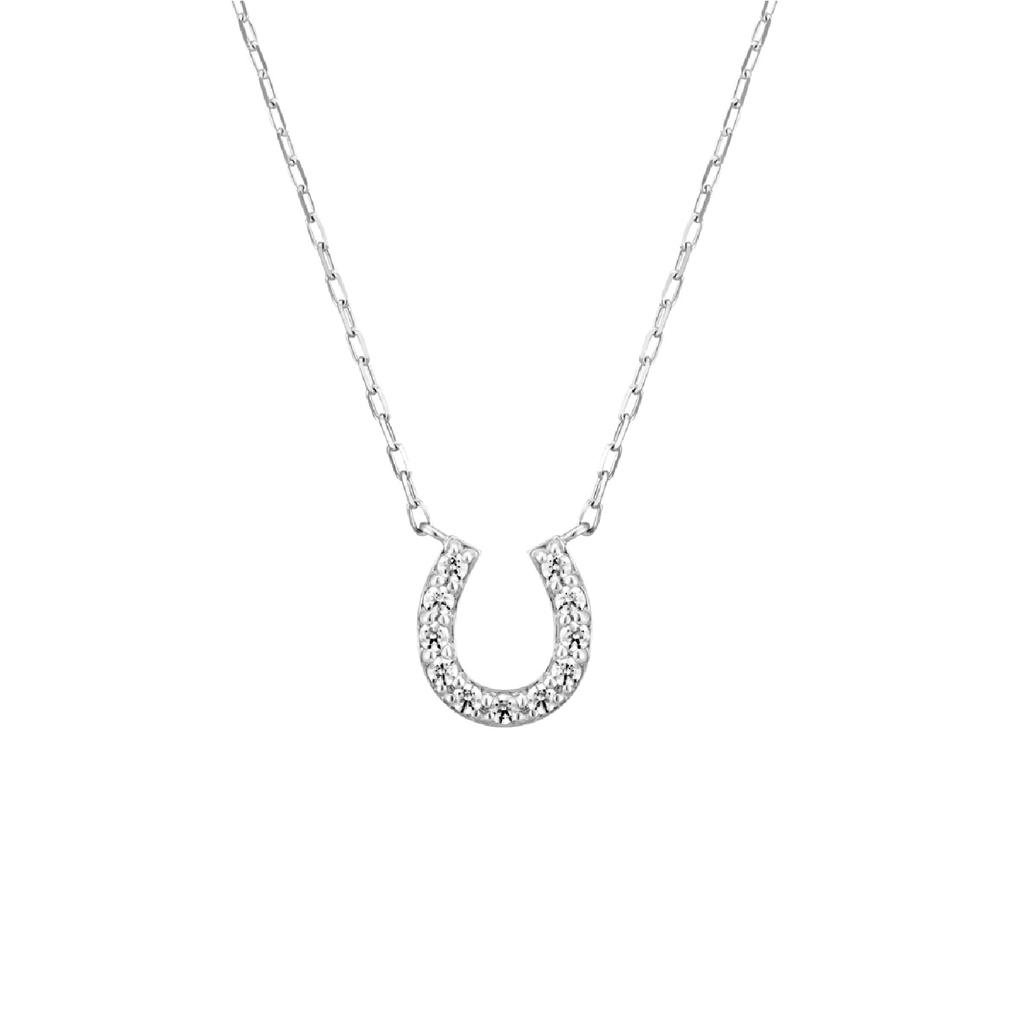 K10 White Gold Necklace Diamond Horseshoe 111746123217 [Official] 4℃ (Yondo Sea)