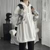 Vintage Hoodie Women Streetwear Oversized Sweatshirt Punk Long Sleeve Pullovers Korean Grunge Plaid Splice Hoody