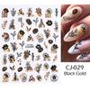 3D Flowers Leaves Nail Stickers Decals Gold Black Bronzing Flowers Gradient Adhesive Sticker Nail Design Art Decorations