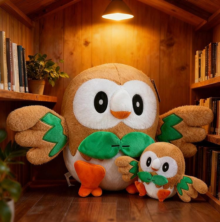 30-50Cm Cute Rowlet Plush Toys Stuffed Doll Cartoon Pokémon Plushie Anime Bird Pillow Xmas Birthday Gift For Kids