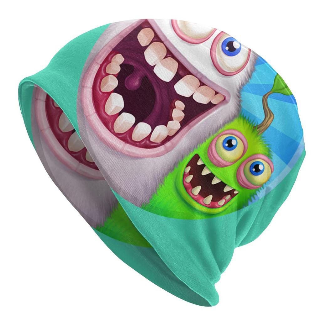 Зимняя теплая шапочка с изображением моих поющих монстров, женская шапка с напуском, модная шапка-бини в стиле аниме с героями мультфильмов, уличные лыжные шапочки с черепами, шапки