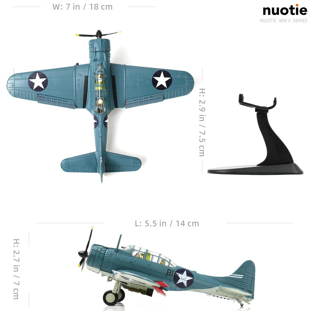 NUOTIE Douglas Best Dauntless Dive Bomber Model World War II Midway Vintage Fighter Metal Diecast Aircraft Military Display Airplane Display