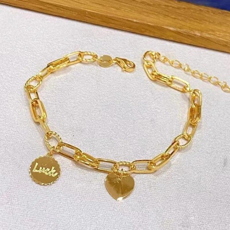 ANENJERY Браслет Heart Love для женщин и девушек, модный винтажный позолоченный браслет на день Святого Валентина, ювелирные изделия для влюбленных, женские праздничные подарки