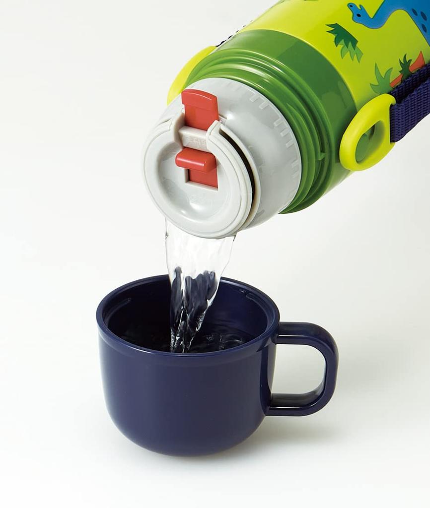 Skater 2WAY Детская бутылка для воды из нержавеющей стали, чашка для питья, маленькая емкость 350 мл, динозавр, мальчики, SKDC3, детская