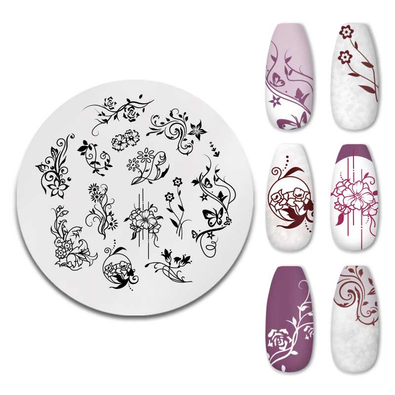 Штамповочные пластины для дизайна ногтей, листья, цветы, трафареты из нержавеющей стали, инструменты для штамповки изображений для ногтей, маникюрные инструменты