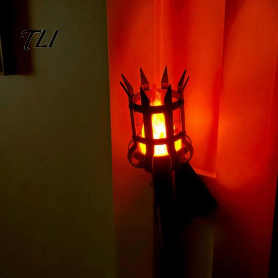 Led Fake Flame Torch Medieval Wall Lamp, LED Handheld Light, Retro Realistic Simulation Light for Halloween Party Decor, Mardi Gras Vintage Style