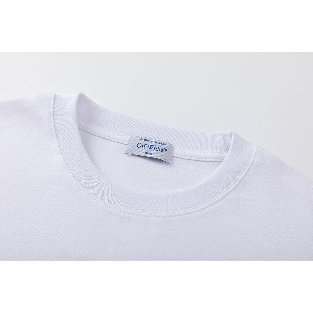 9052 Off-White New Hand Drawn Letter Pattern Round Neck Pullover Short Sleeved Men's and Women's T-shirts for Spring and Summer 2025