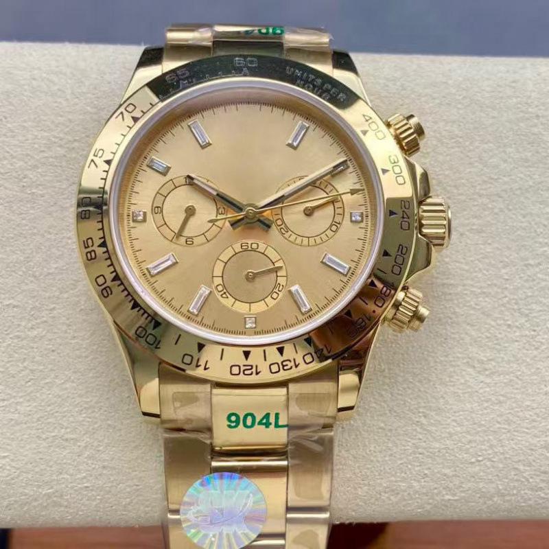 Мужские автоматические механические часы Rolex Daytona 40 мм, многофункциональные, с инкрустацией бриллиантами.