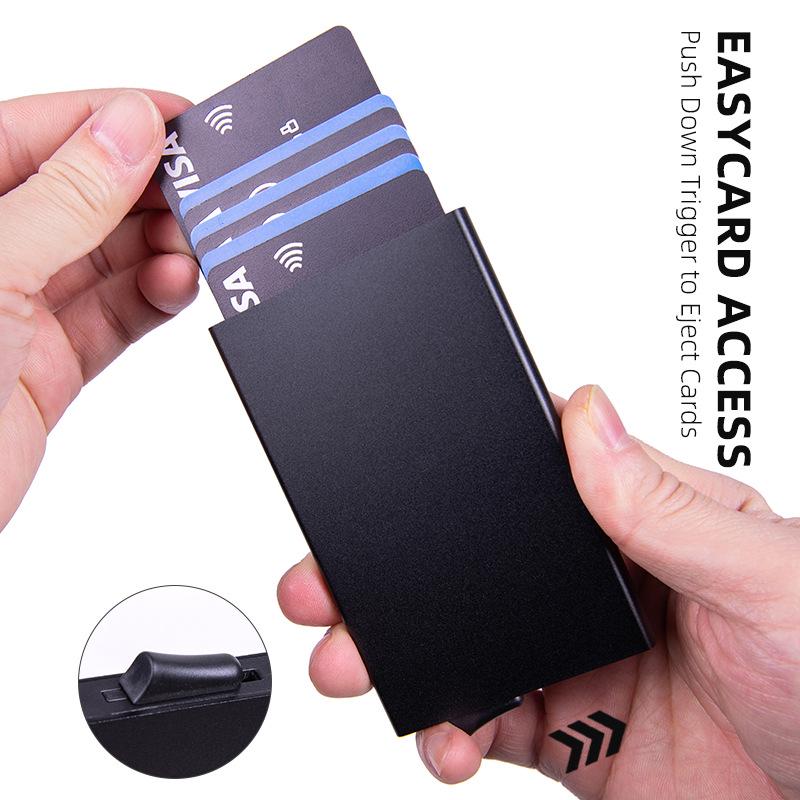 Anti-Theft RFID Aluminum Card Holder with Automatic Pop-Up Function