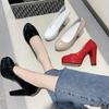 Fashion 2024 Spring Summer Autumn Fashion Single Shoes Round Toe Light Mouth Naked Color Women's Versatile Sexy Thick Heel High Heels