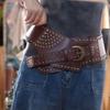 Ремень из ПУ кожи с металлическими заклепками Панк Поясной корсет Готический Широкий кушак Наряды
