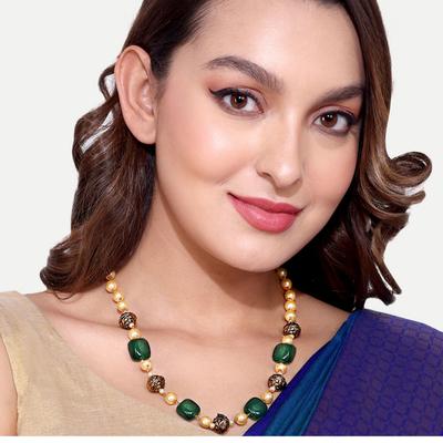 Королевский комплект ожерелья, комплект ожерелья с камнем Джайпури, ожерелье с зеленым изумрудом Джайпури, индийские свадебные украшения
