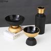 Black and Gold Ceramic Vase Desk Decoration Flowers Pots Decorative Flower Arrangement Modern Home Decor Crafts Floral Vases