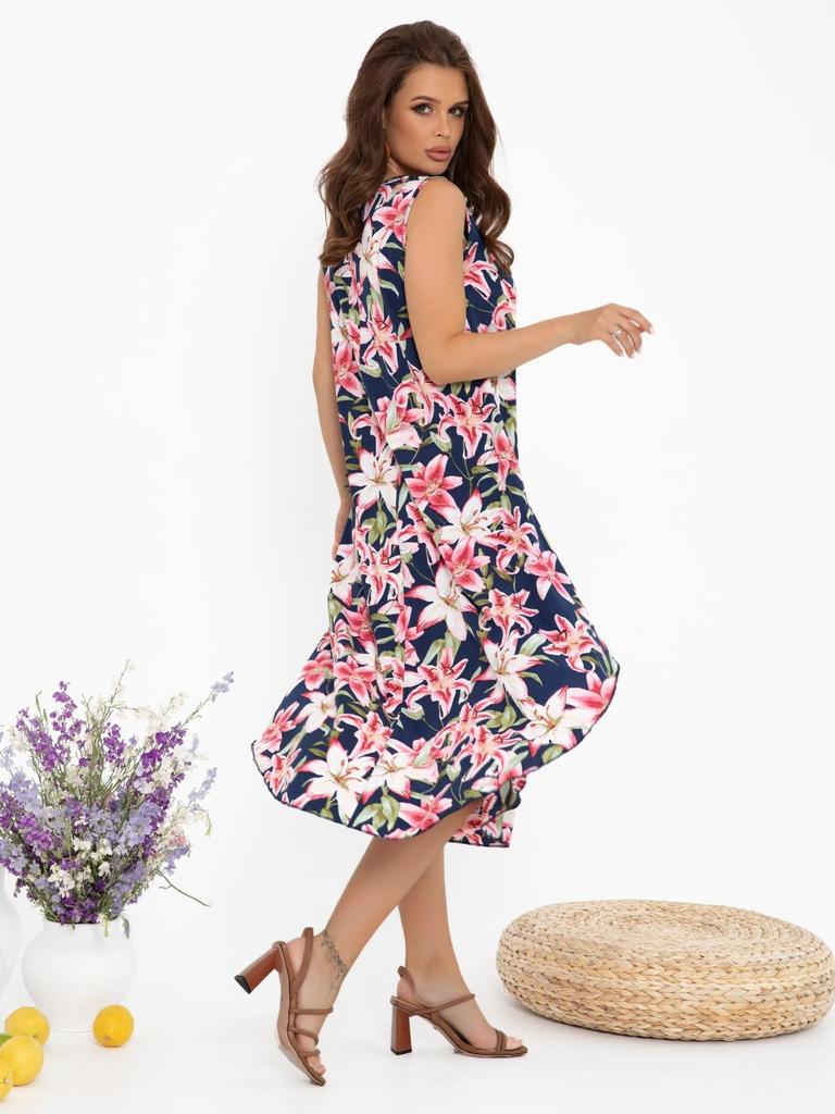 Синий асимметричный сарафан с цветочным принтом Issa Plus