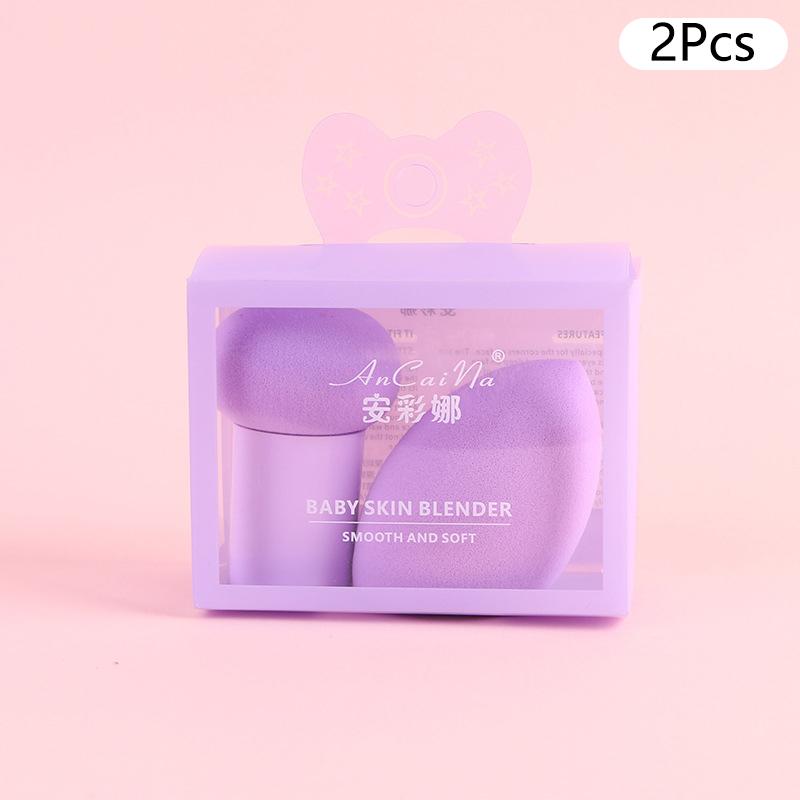 2Pcs/Set Boxed Mushroom Head Puff Makeup Sponge Air Cushion Beauty Handle Cosmetic Egg Dry And Wet Dual-Use Super