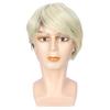 Synthetic Ombre Blonde To Brown Layered Wig with Bangs for Men Short Straight Hair Heat Resistant Natural Daily Party Man Wig