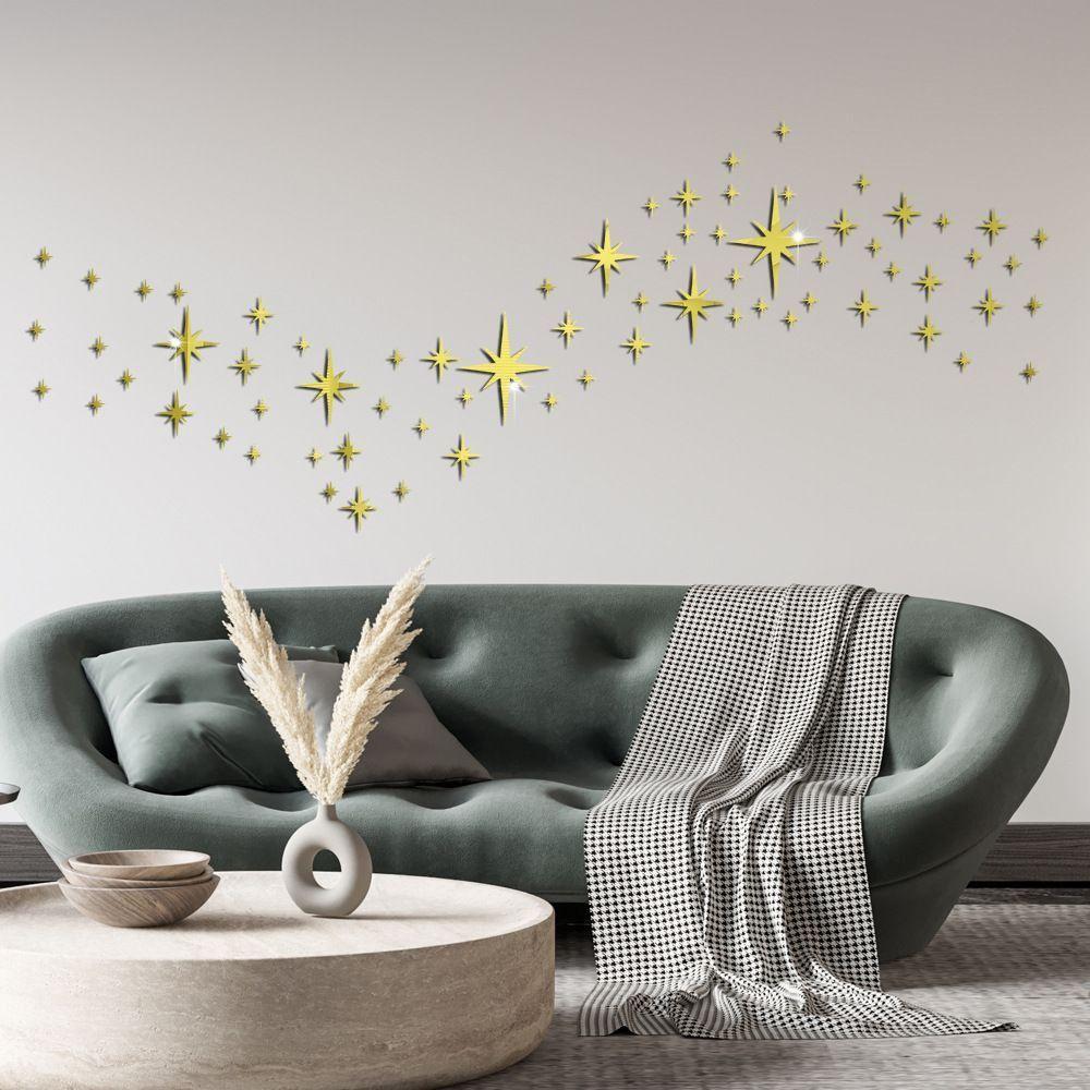 42PCS Starburst Pattern Mirror Wall Stickers Starburst Wall Stickers  Bedroom Decor
