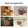 Wicker Storage Basket Large Capacity Strong Load-bearing Hand Woven Basket Scalloped Edge Round Basket with Handle