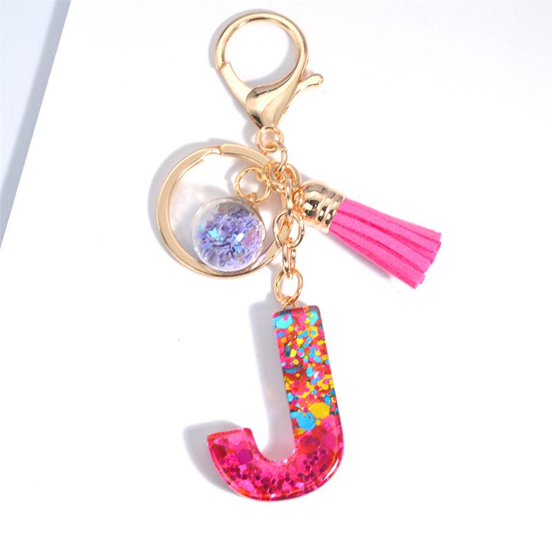 1 шт. брелок с блестками и кисточками в виде буквы, рождественский цвет, новый розовый красный брелок для ключей, автомобильный подарок