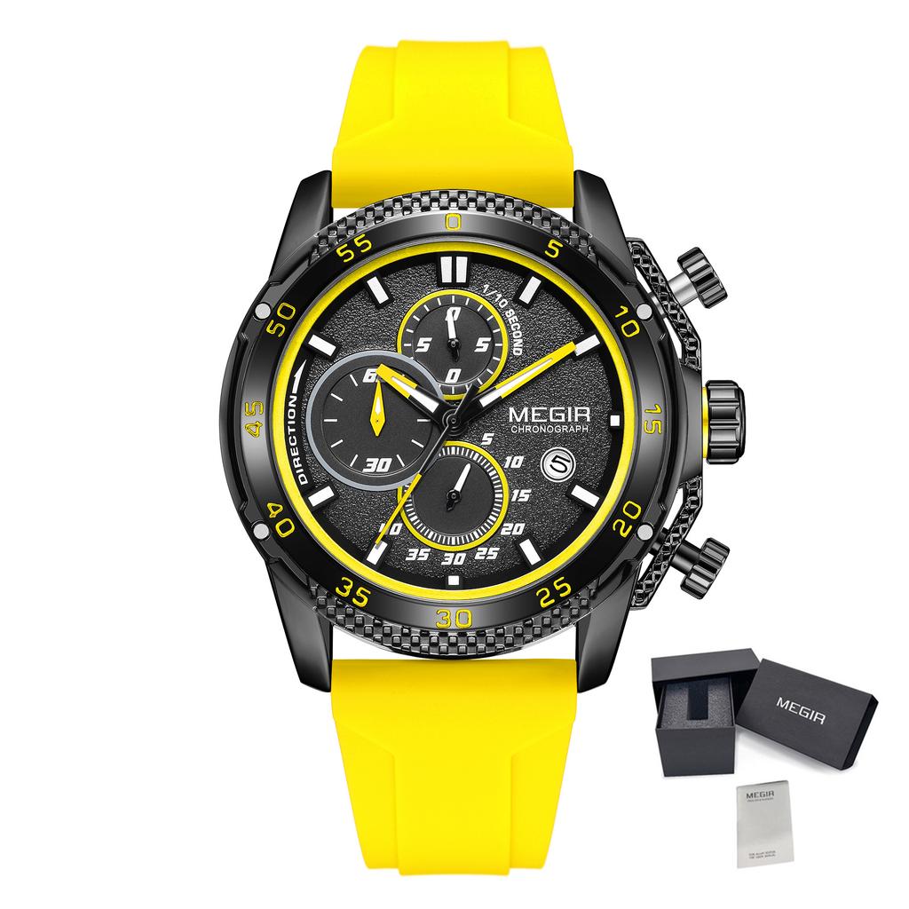 MEGIR Men's Watch Luxury Fashion Military Sport Wristwatch for Male Waterproof Luminous Silicone Strap Quartz Chronograph 2211
