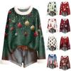 Женский модный свитер с рождественским принтом и шерстяным воротником, повседневный вязаный пуловер с длинными рукавами