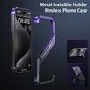 Металлический невидимый держатель для телефона чехол для iPhone 14 15 Pro Max S Тип алюминиевый безободковый чехол для телефона Теплоотводящий подставка Shell