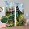 2pcs,2D Plane Printing Pattern Curtains Farm Tractor Durable 100% Polyester Fabric (without Rod) Home Decor for Kitchen Living
