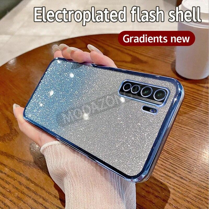 Для Huawei Nova 7 Se чехол с гальваническим покрытием, мягкий блестящий чехол из ТПУ для сотового телефона Huawei Nova7 Se, чехол для телефона для девочек и женщин