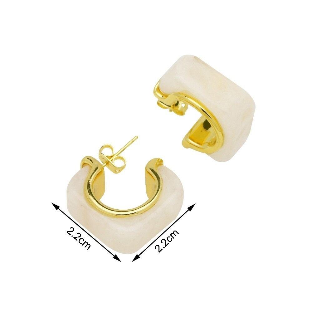 1 Pair Copper Acrylic Earrings 18K Gold Plated Hoop Earrings Resin Earrings  Daily Wear