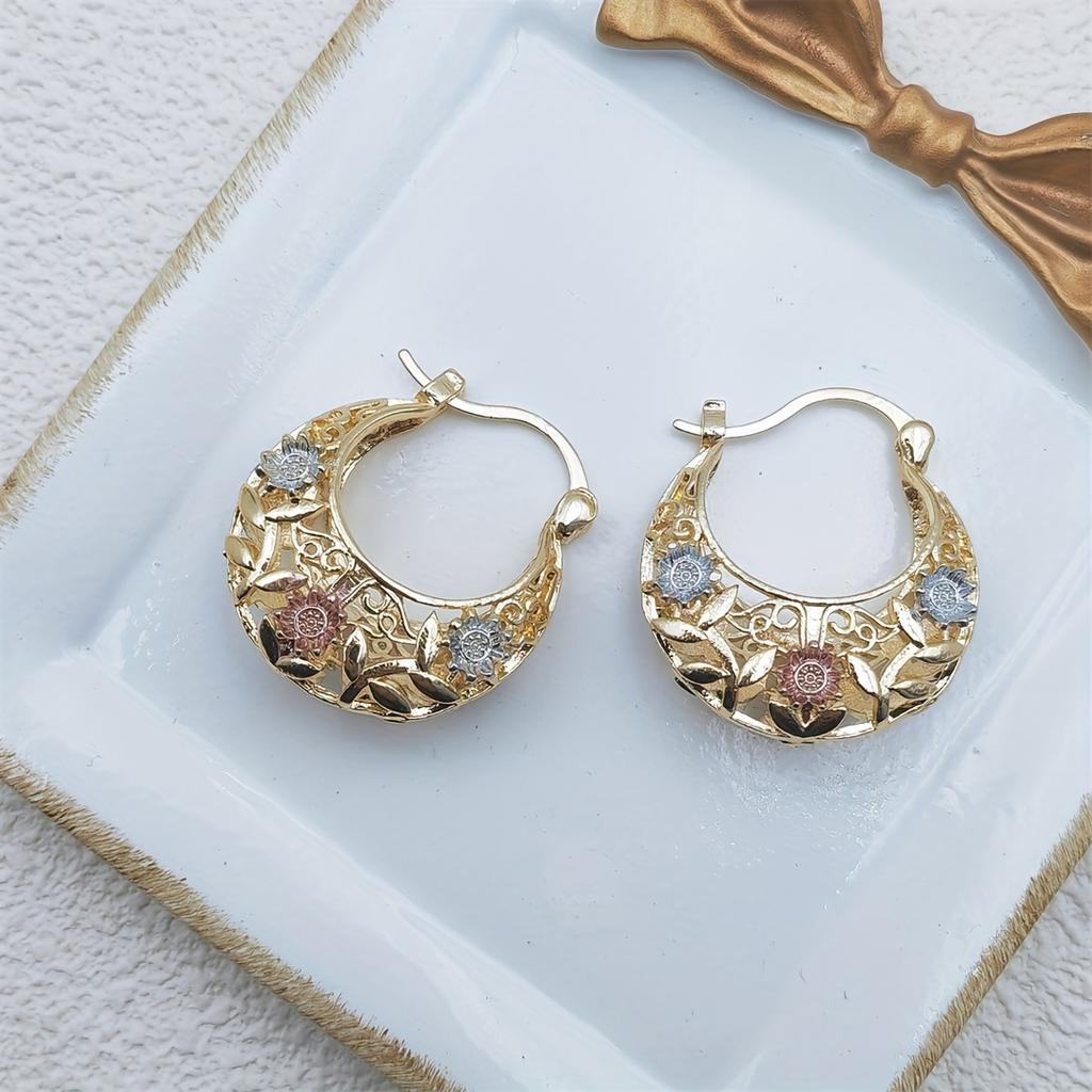 [Элегантные серьги] Элегантные серьги-капли с полым цветочным узором для женщин | Универсальная модная бижутерия на каждый день и для вечеринок, подвеска, цветок