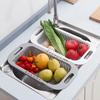 Kitchen Retractable Sink Drain Rack Drain Basket Dish Shelf Multi-functional Vegetable Fruits Washing Basin Filter Basket