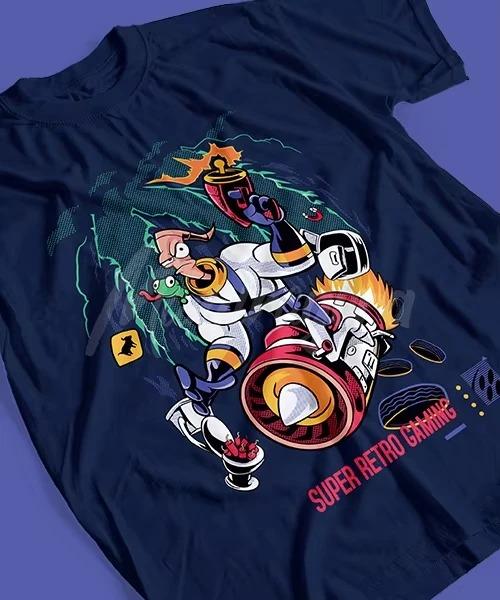 2026 Summer Hot Selling Tshirt for Anime Earthworm Jim Videojuego 90s Unisex Round Neck Short Sleeved Shirt Streetwear Tshirt